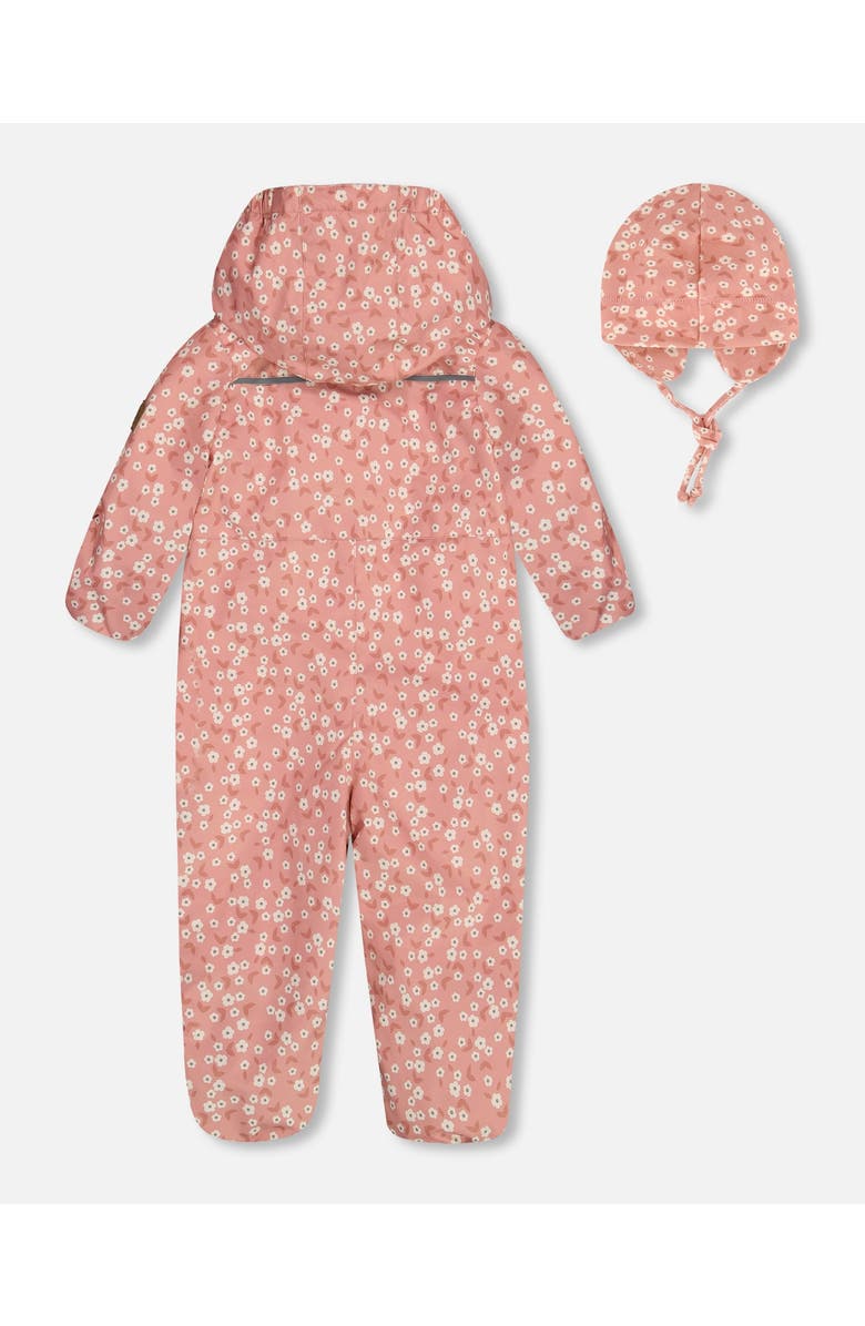 Deux par Deux Baby Girl's Baby Printed Mid-Season One-Piece Outerwear With Hat Small White Flowers On Pale Pink, Alternate, color,