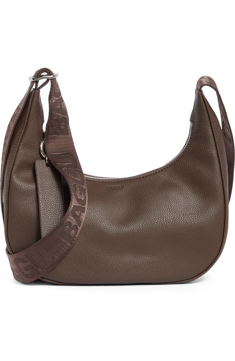 Baggu Small Recycled Leather Crescent Bag, Main, color, Brown