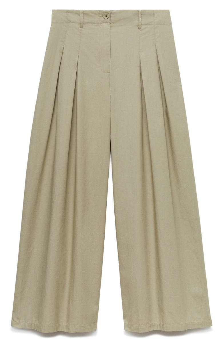 MANGO Pleated Cotton Wide Legs Pants, Alternate, color,