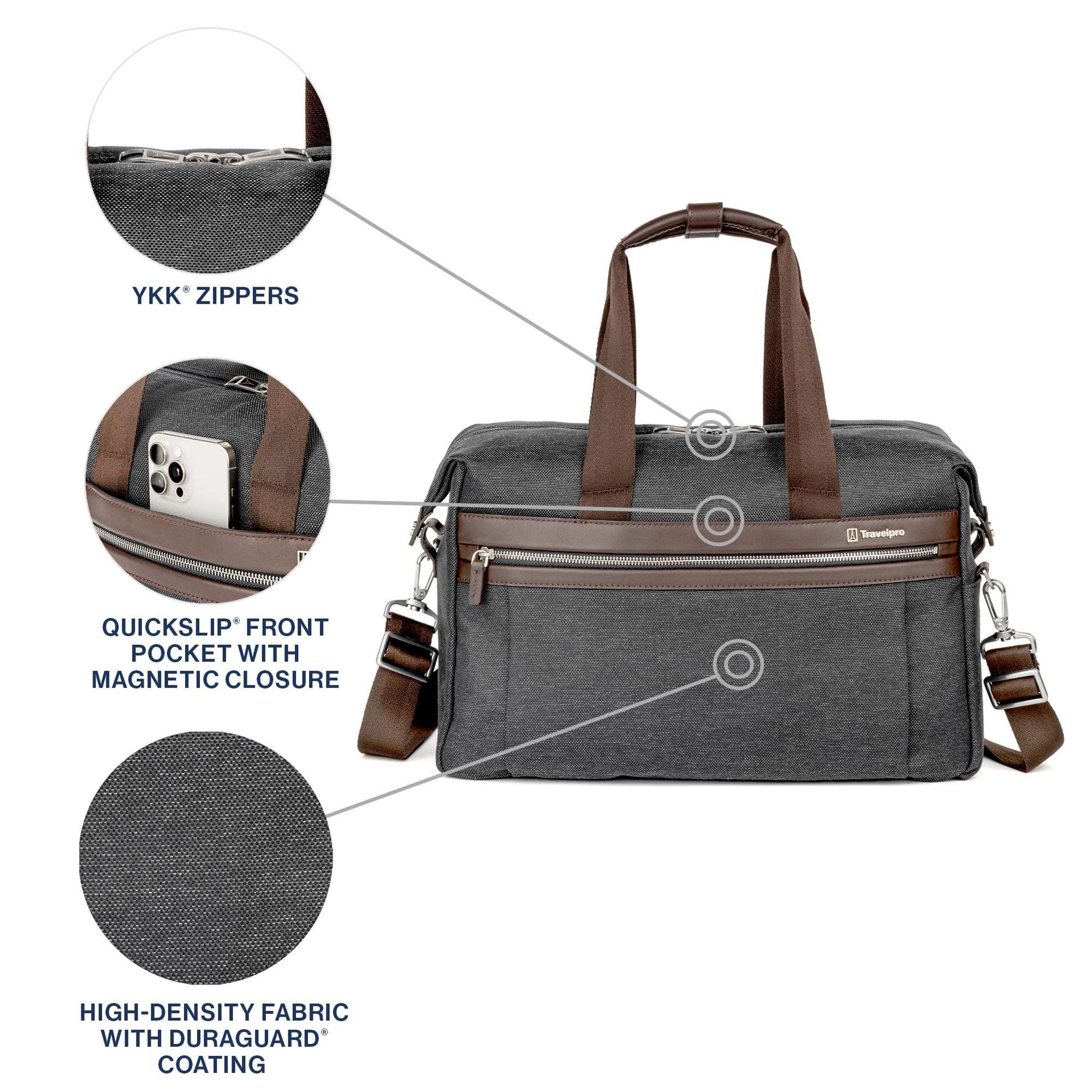 Platinum Elite Soft 16.5" Carry on Travel Underseat Tote Bag, Fits up to 14" Laptop, Alternate, color, Vintage Grey