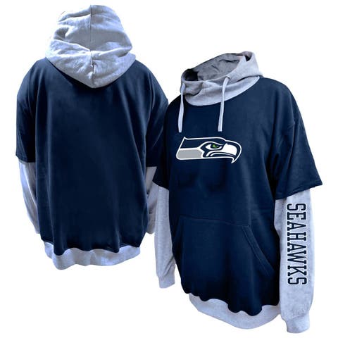 Men's Fanatics College Navy/Heather Gray Seattle Seahawks Big & Tall Twofer Pullover Hoodie