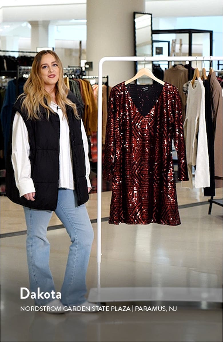Bright Lights Sequin V-Neck Long Sleeve Dress, sales video thumbnail