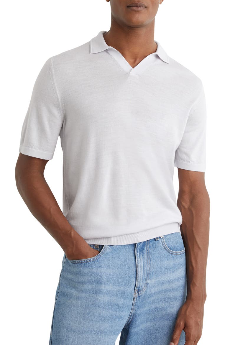 Duchie Johnny Collar Short Sleeve Wool Polo Sweater, Main, color, FROST BLUE
