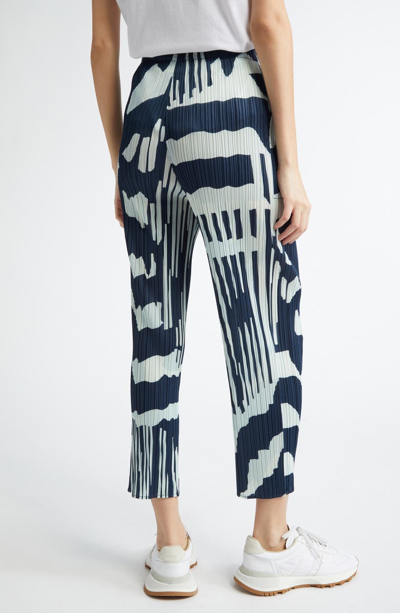 Pleats Please Issey Miyake Refraction Print Pleated Pants, Alternate, color, Grayish Navy