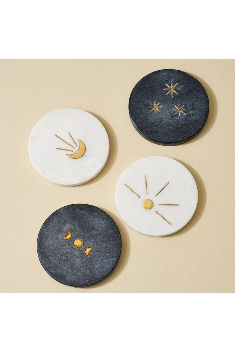 Indukala Moon Phase Marble Coasters - Set of 4, Alternate, color, Multicolor