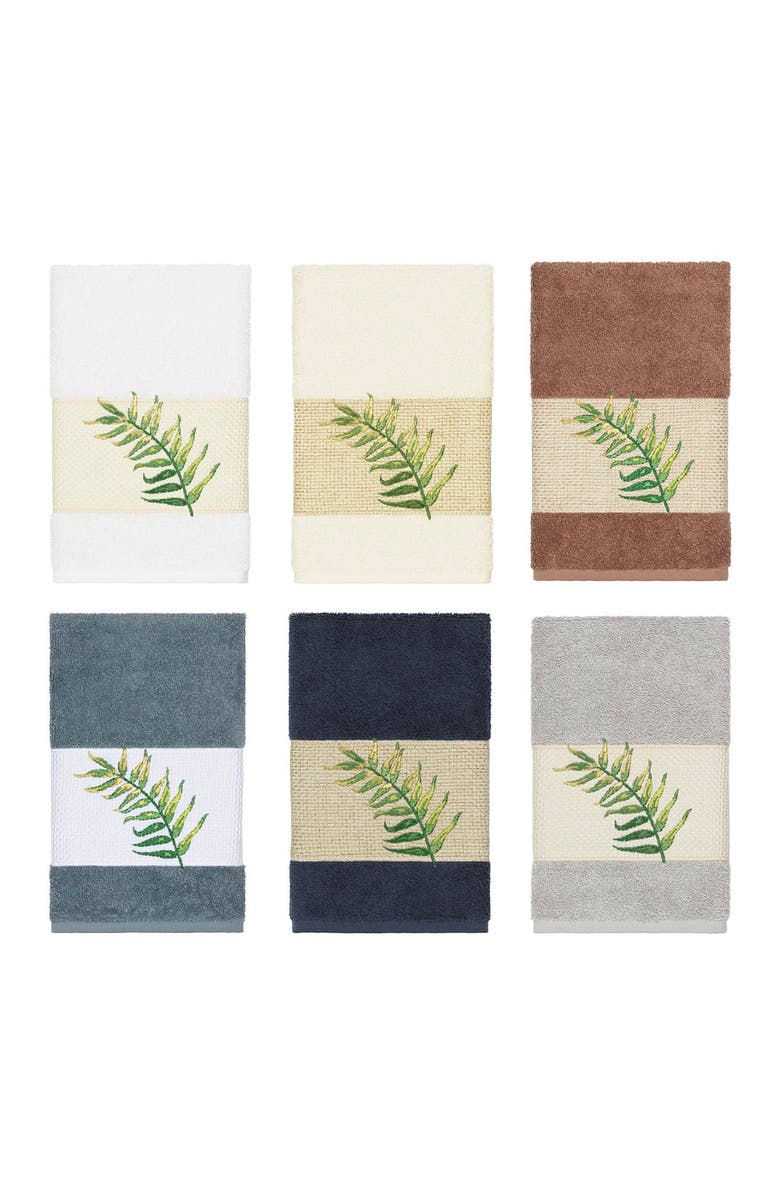 Linum Home Textiles Zoe Embellished Hand Towel - Teal, Alternate, color, Teal