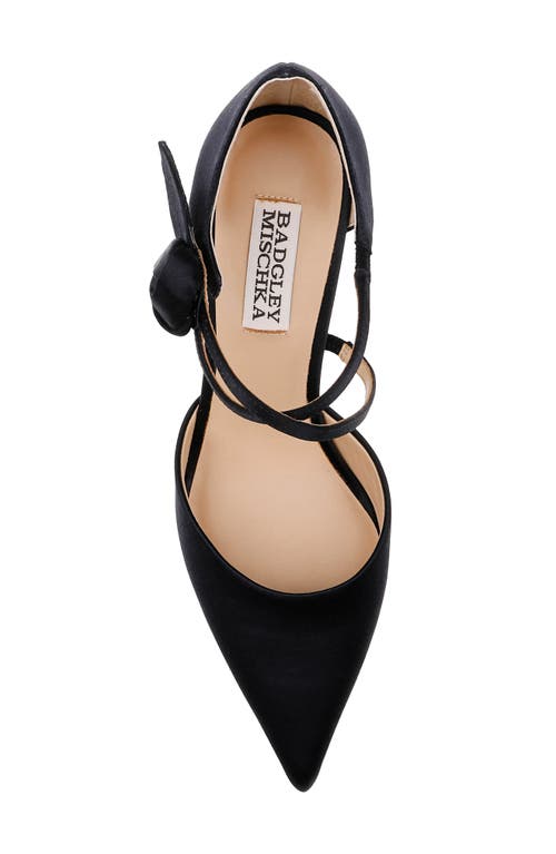Badgley Mischka Collection Jayden Ankle Strap Pointed Toe Pump In Black Satin