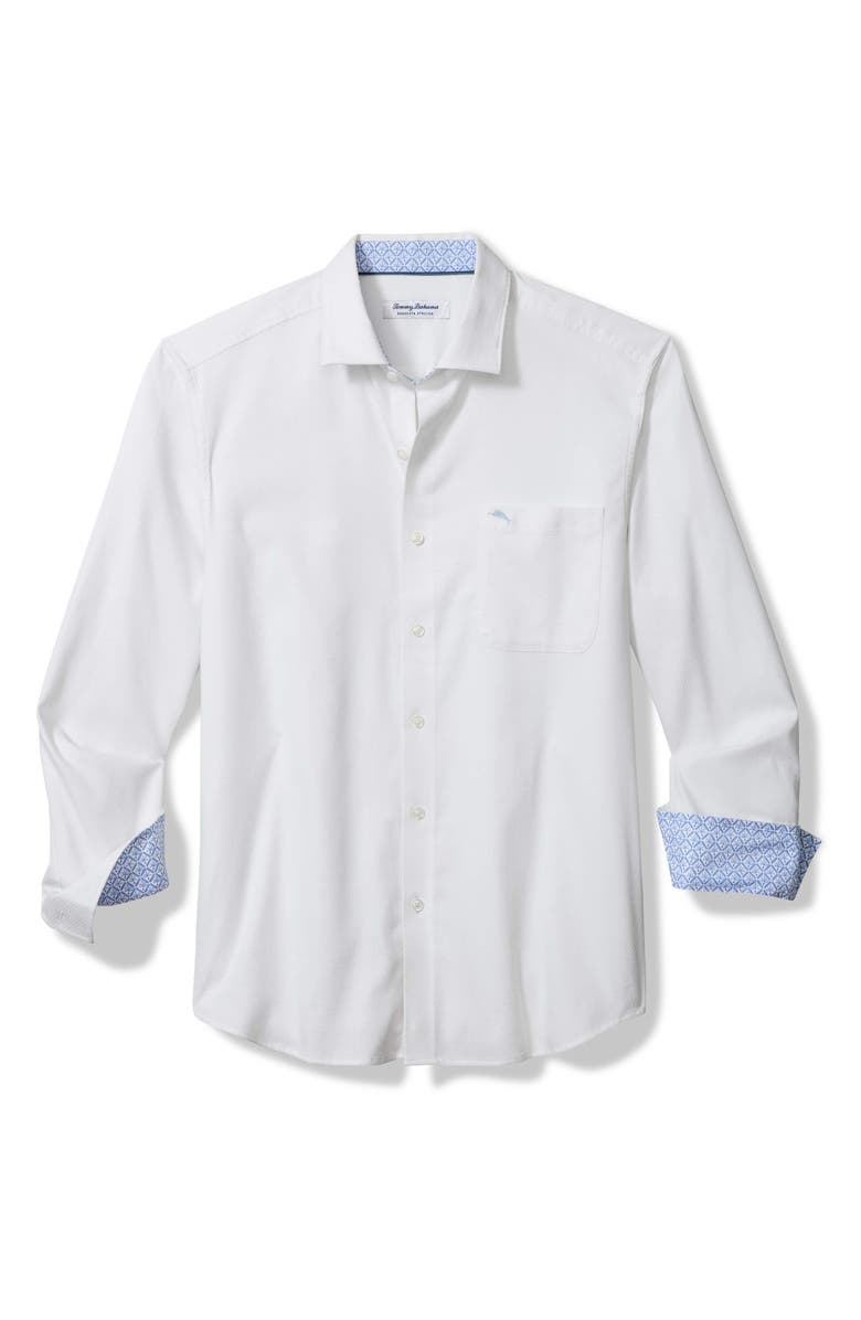 Tommy Bahama Sarasota Stretch Ventura Coast Solid White IslandZone<sup>®</sup> Button-Up Shirt, Main, color, White