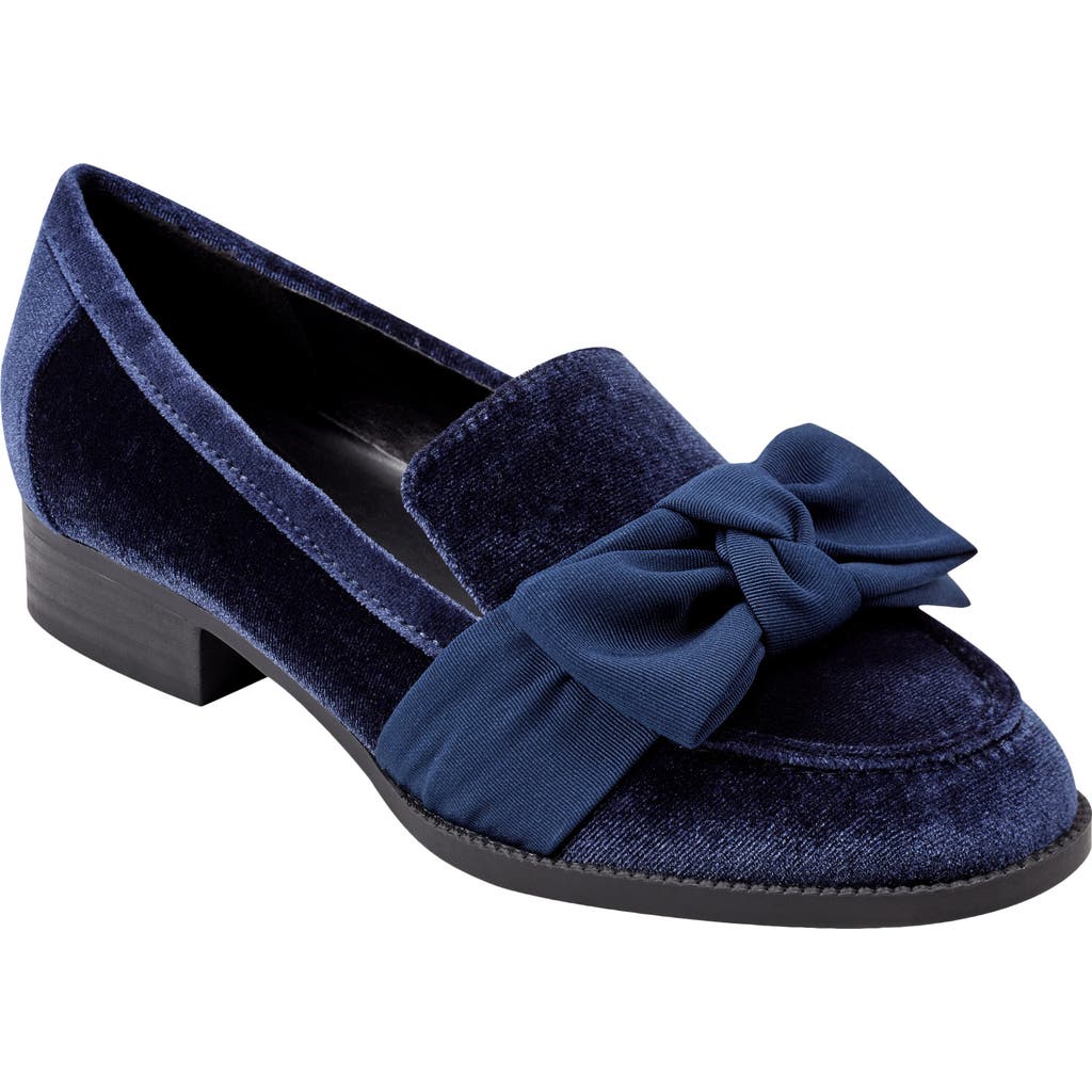 Bandolino Bow Loafer in Dark Blue Velvet  product