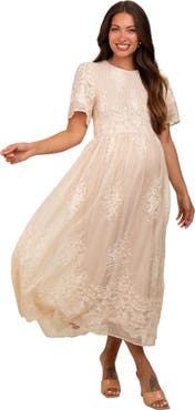 PinkBlush Embroidered Smocked Midi Dress