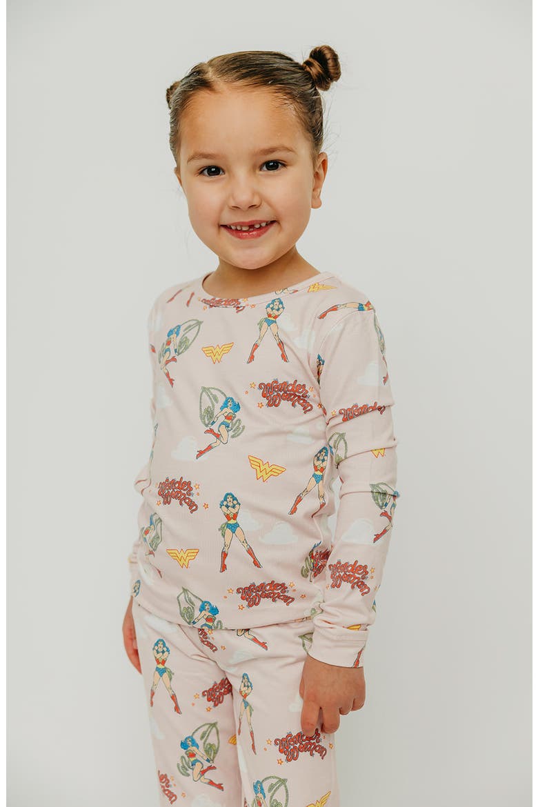 Wonder Woman Fitted Two-Piece Pajamas, Alternate, color, WONDER WOMAN