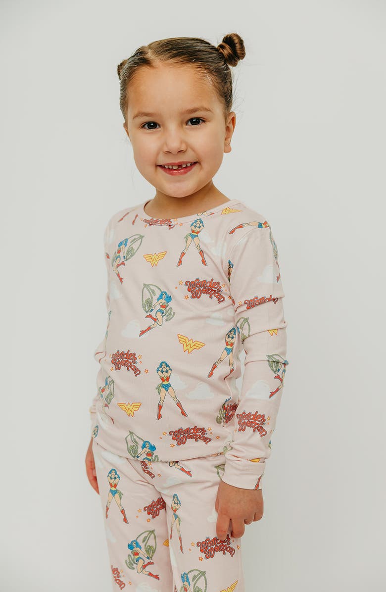 Copper Pearl Wonder Woman Fitted Two-Piece Pajamas, Alternate, color, Wonder Woman