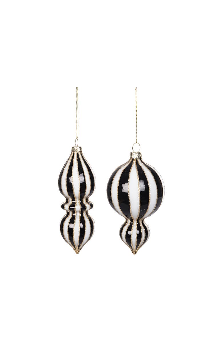 carol & frank Black & White Stripe Ornament Set of 2, Main, color, White