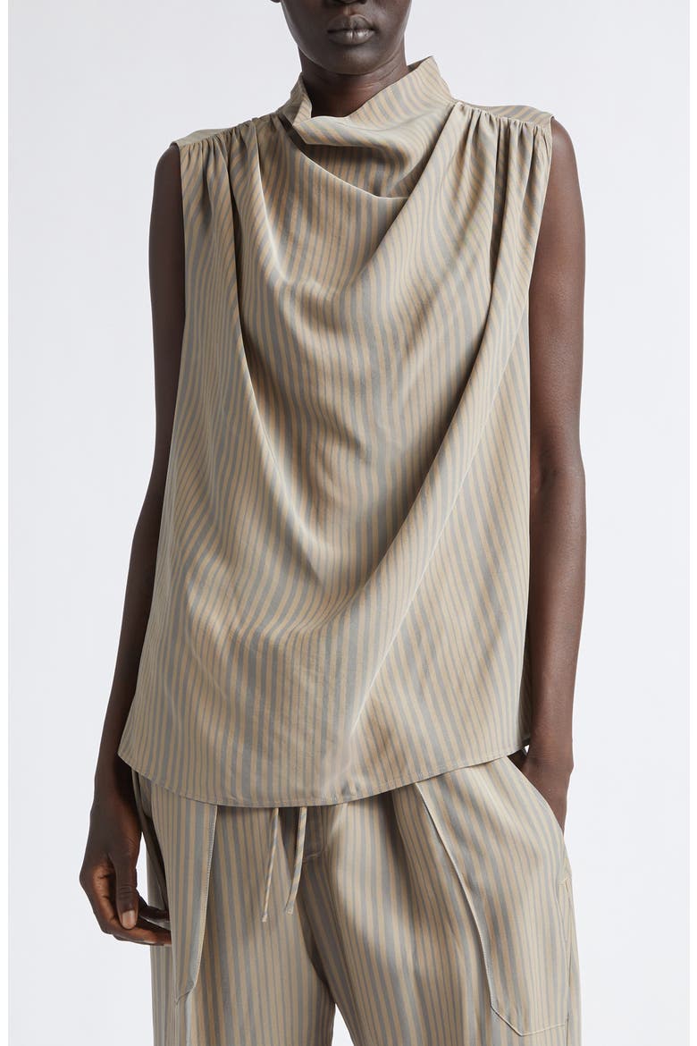 Penny Stripe Sleeveless Draped Top, Main, color, TIDAL STRIPE