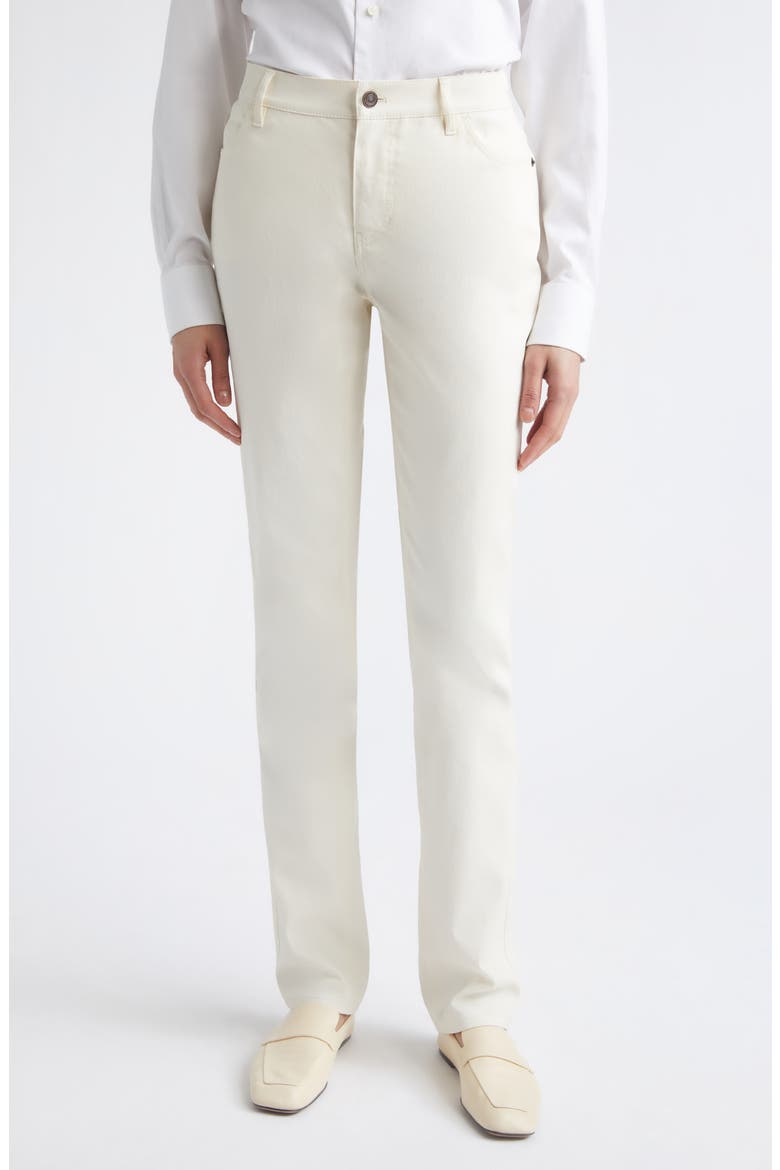 Thompson Waxed Denim Slim Leg Jeans, Main, color, ECRU