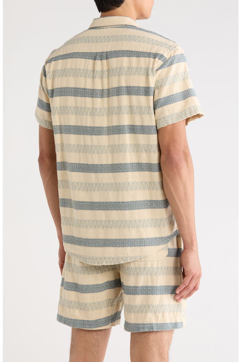 San Gabriel Dobby Stripe Short Sleeve Cotton Button-Up Shirt, Alternate, color, STORMY SEA