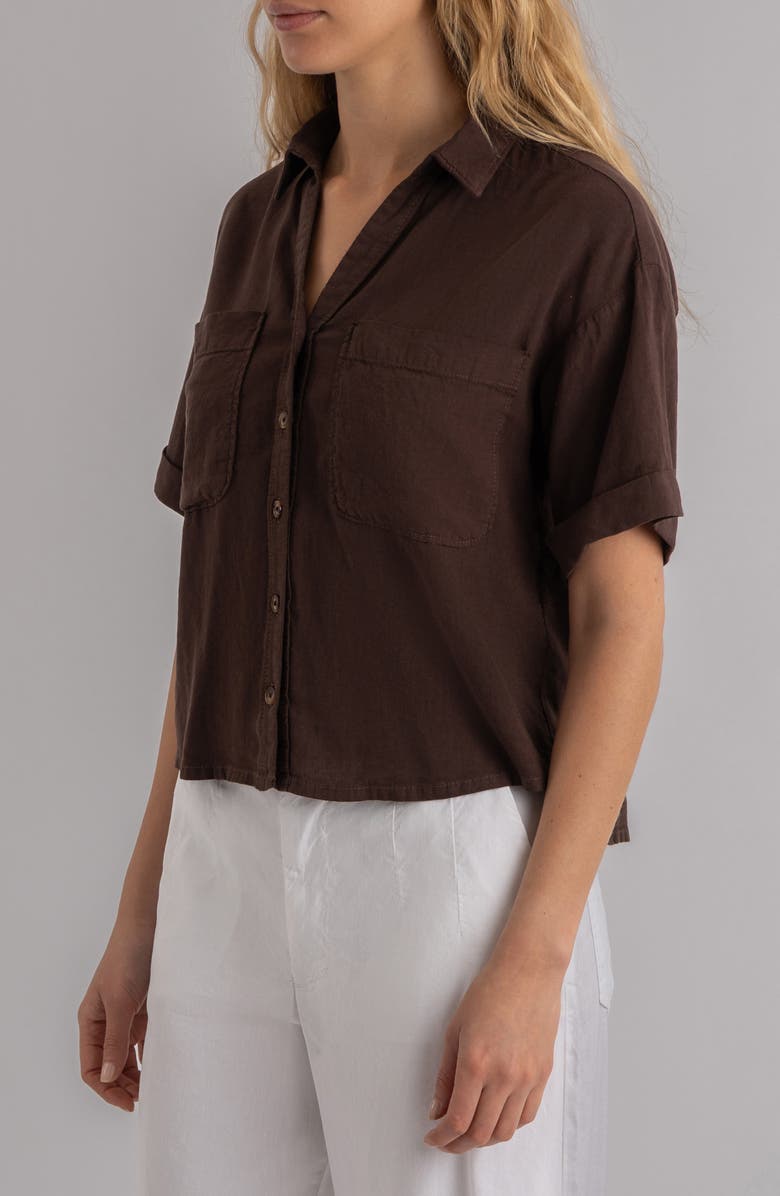 KUT from the Kloth Brianna Boxy Shirt, Alternate, color, Chocolate