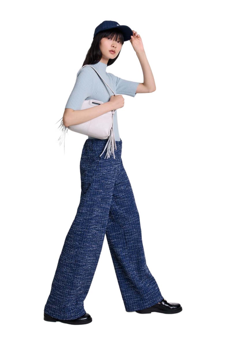 maje Wide-leg tweed trousers, Alternate, color,