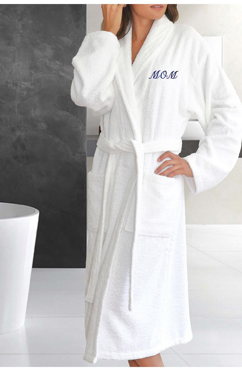 Linum Home Textiles Terry Embroidered Bathrobe, Alternate, color, White