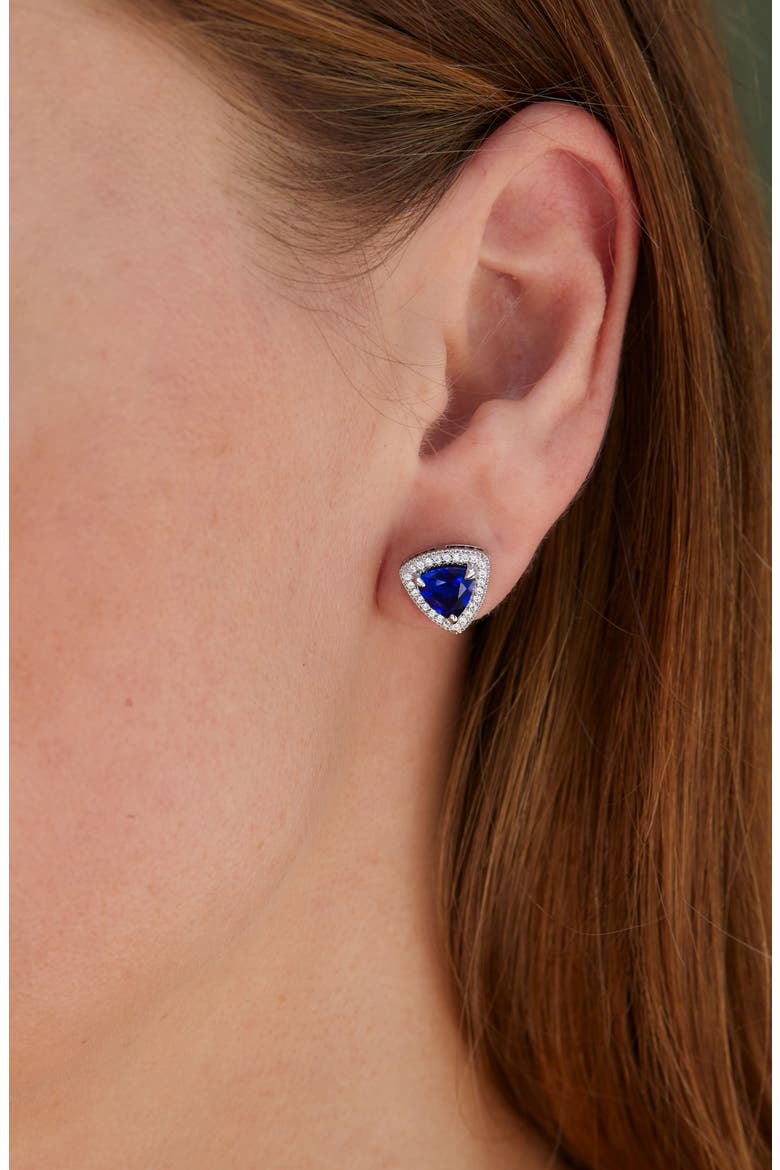 Sterling Silver Triangular Cubic Zirconia Stud Earrings, Alternate, color, BLUE