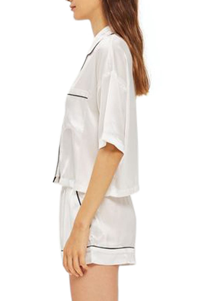 Chloe Satin Short Pajamas, Alternate, color, WHITE