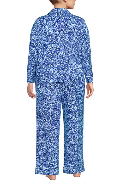 Lands' End Cooling 2 Piece Pajama Set In Sapphire Gem Blue Floral Vine