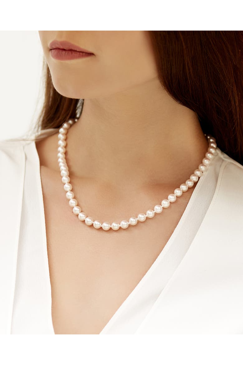 7.0-7.5mm Japanese Akoya White Pearl Necklace - AAA Quality, Main, color, White Gold Clasp