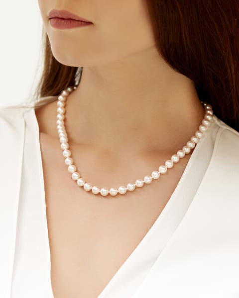 7.0-7.5mm Japanese Akoya White Pearl Necklace - AAA Quality