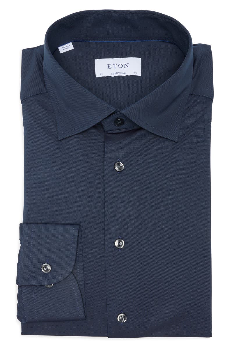 Eton Contemporary Fit Solid Stretch Dress Shirt, Main, color,