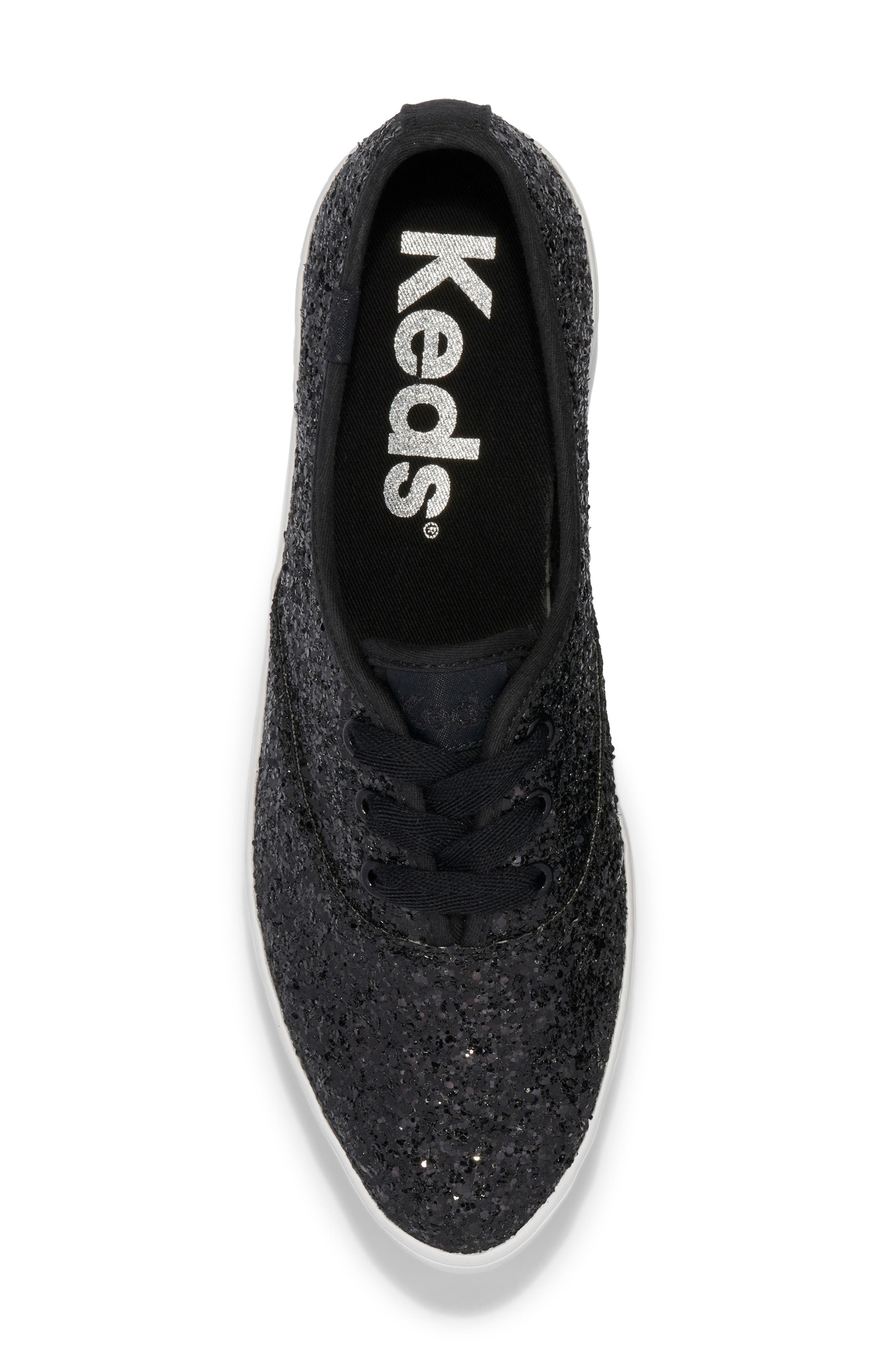 Keds<sup>®</sup> Point Glitter Platform Sneaker, Alternate, color, Black Glitter