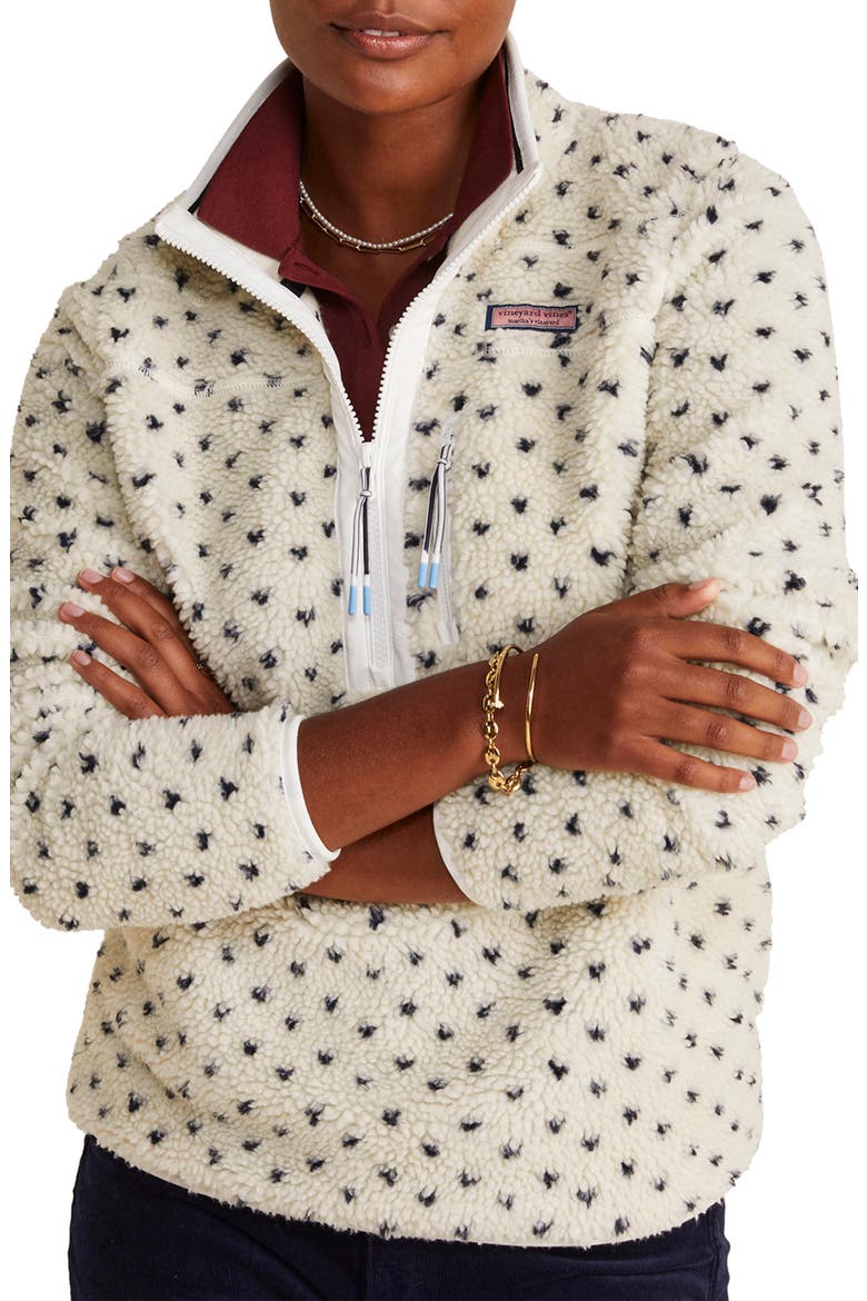 Bird's Eye High Pile Fleece Half-Zip Pullover, Main, color, MARSHMALLOW