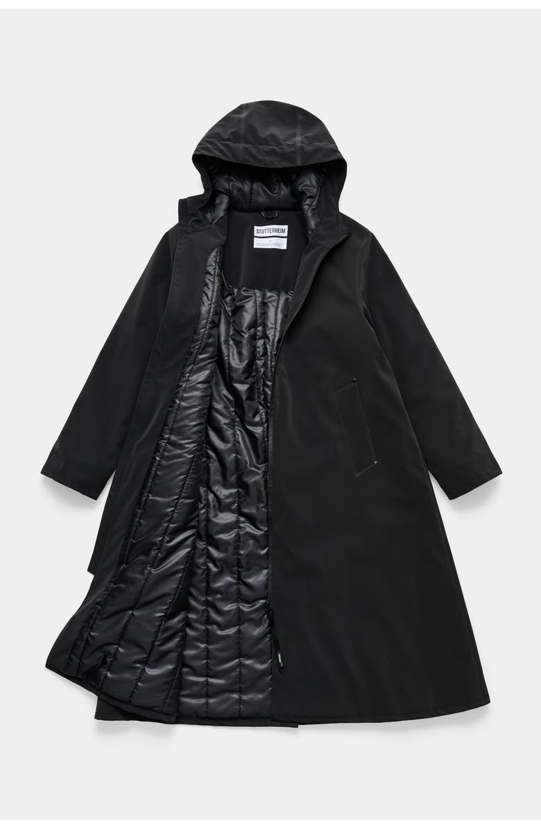 Stutterheim Mosebacke Long Matte Winter Coat, Alternate, color, Black