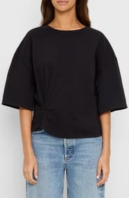 Michael Stars Zinnia Pleated Side Cotton T-Shirt