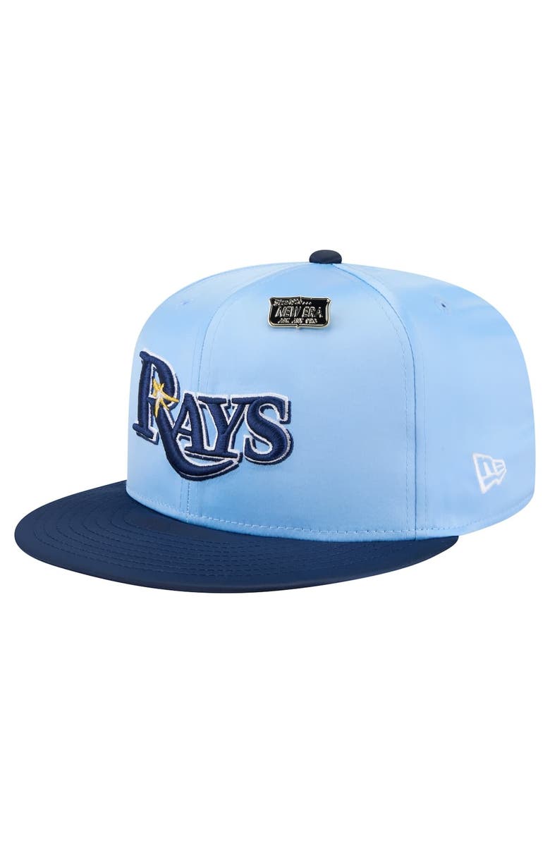 New Era Men's New Era Light Blue/Navy Tampa Bay Rays Satin 59FIFTY Fitted Hat, Alternate, color, 