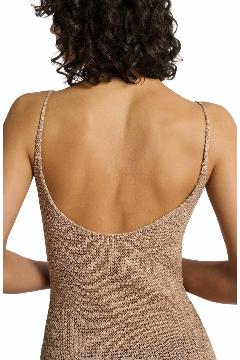 Textured Linen Sweater Scoop Maxi Dress, Alternate, color, TAN