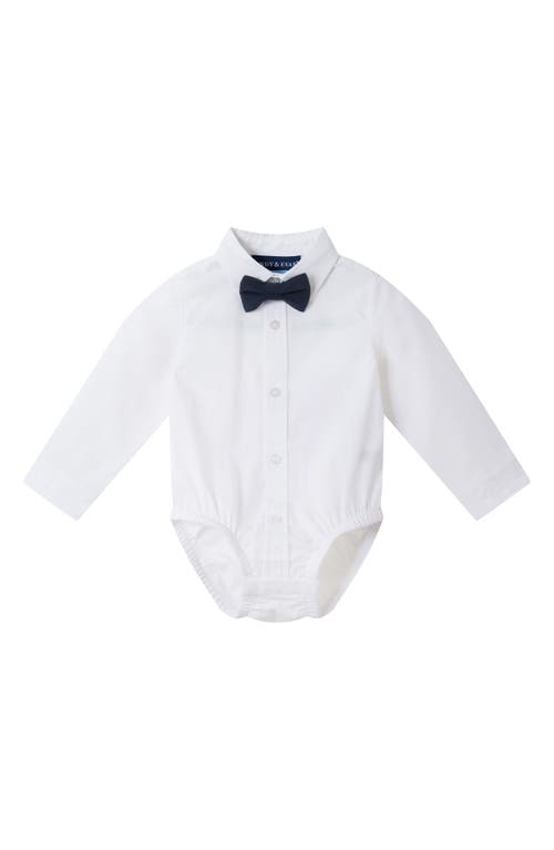 Andy & Evan Bowtie, Vest, Button-up Bodysuit & Pants Set In Blue