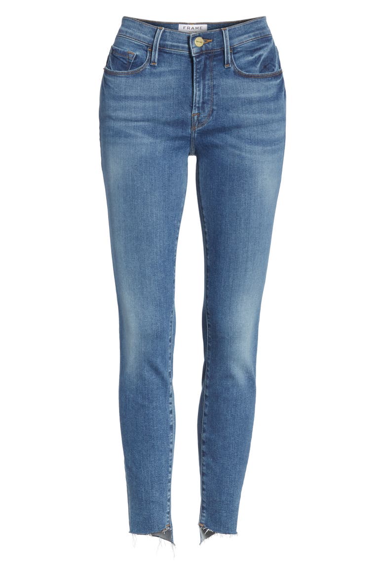 Le Skinny de Jeanne Reverse Cascade Hem Jeans, Alternate, color, CAPE MAY