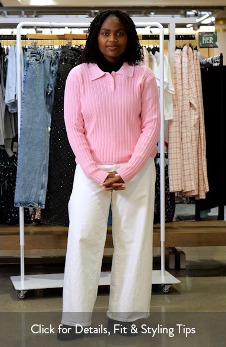 Rib Long Sleeve Polo Sweater, sales video thumbnail