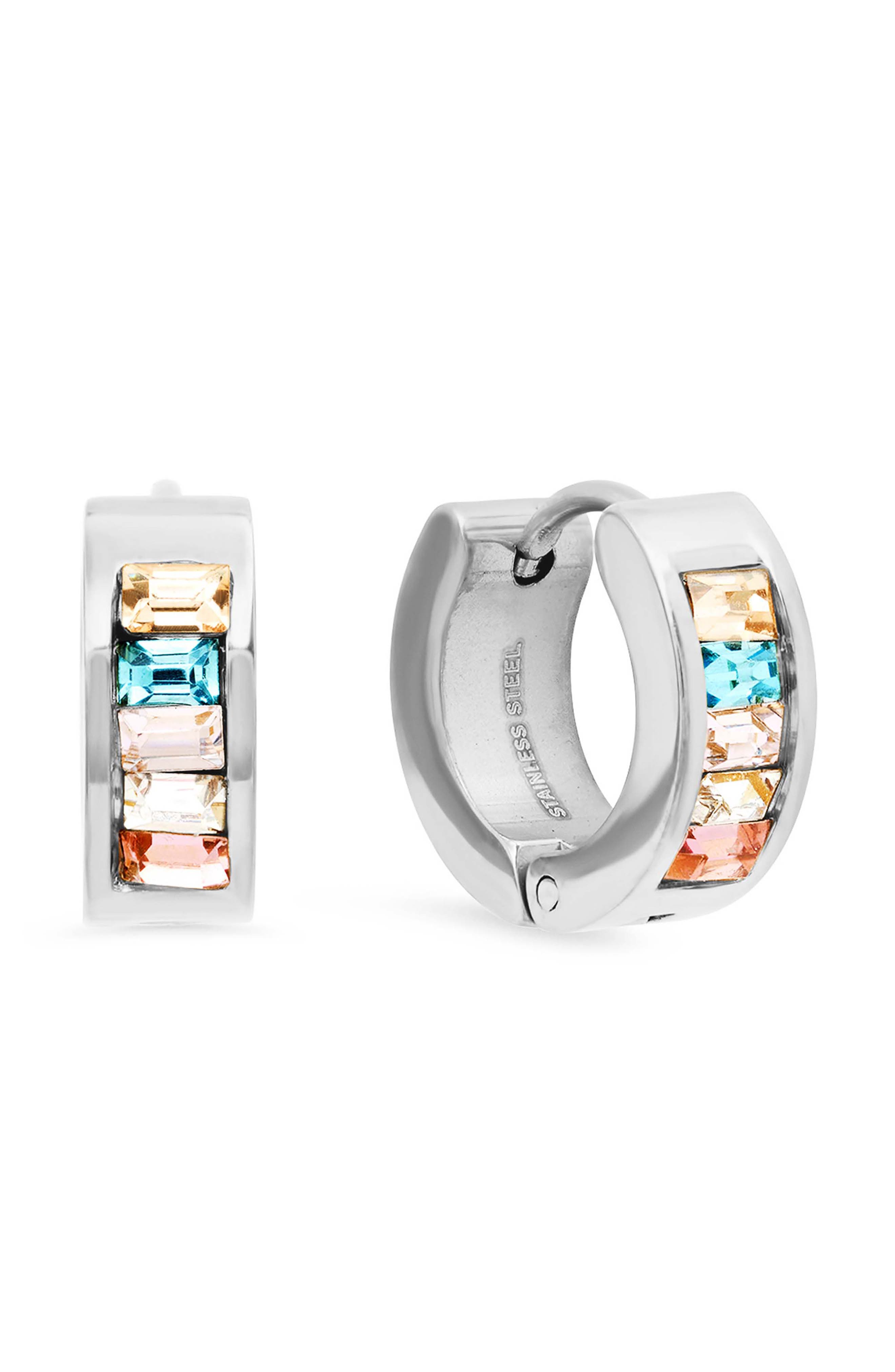 Multicolor Crystal Huggie Hoop Earrings