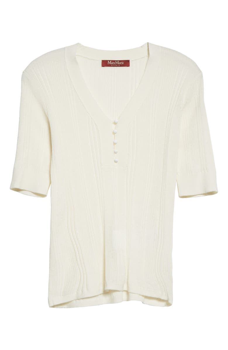 Max Mara Alacre Rib Silk & Wool Top, Alternate, color,