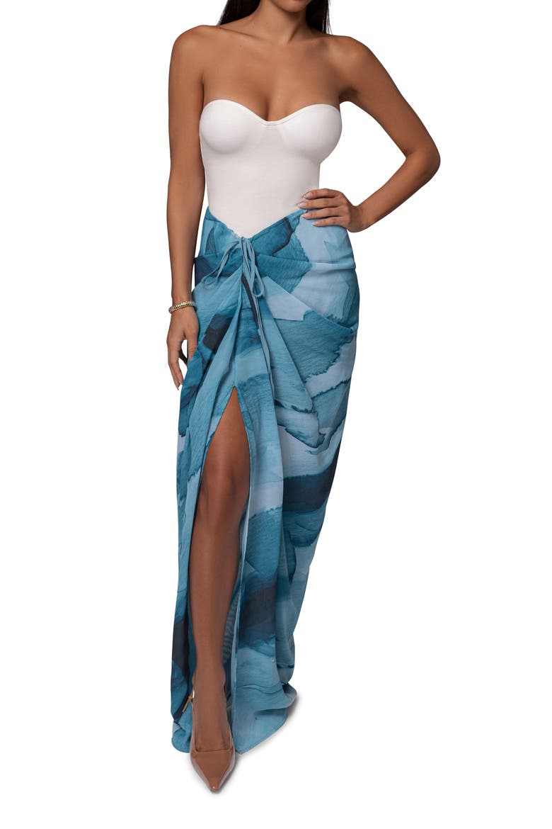 Noelia Printed Maxi Skirt, Alternate, color, BLUE