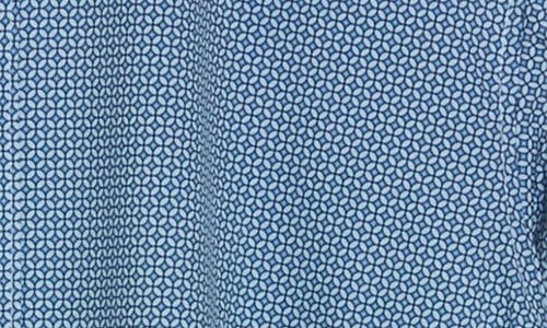 Construct Slim Fit Geo Print Stretch Button-up Shirt In Blue