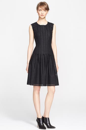 ESCADA Wool Eyelet Fit & Flare Dress | Nordstrom