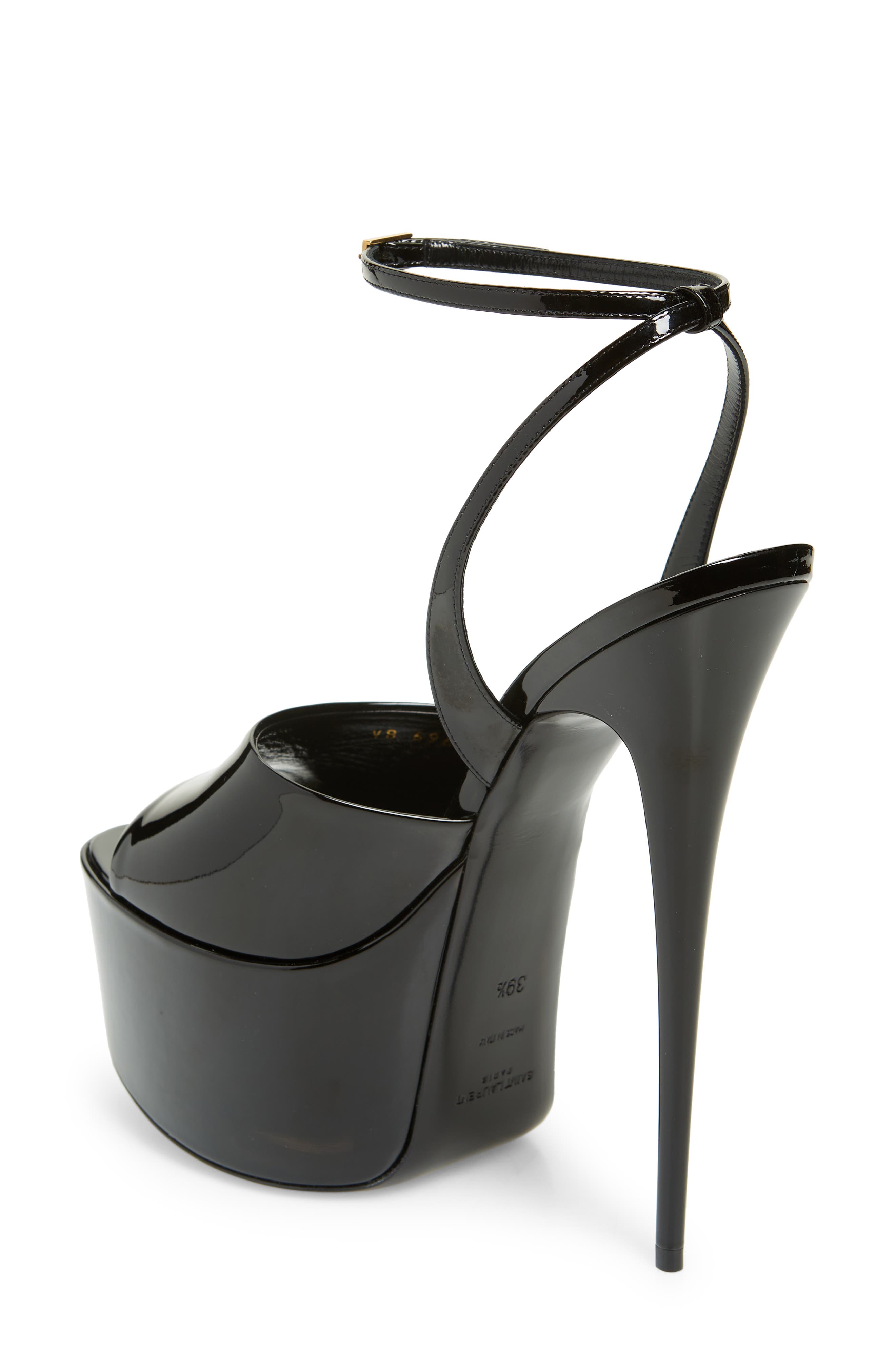 Saint Laurent Kika Platform Ankle Strap Sandal, Alternate, color, 