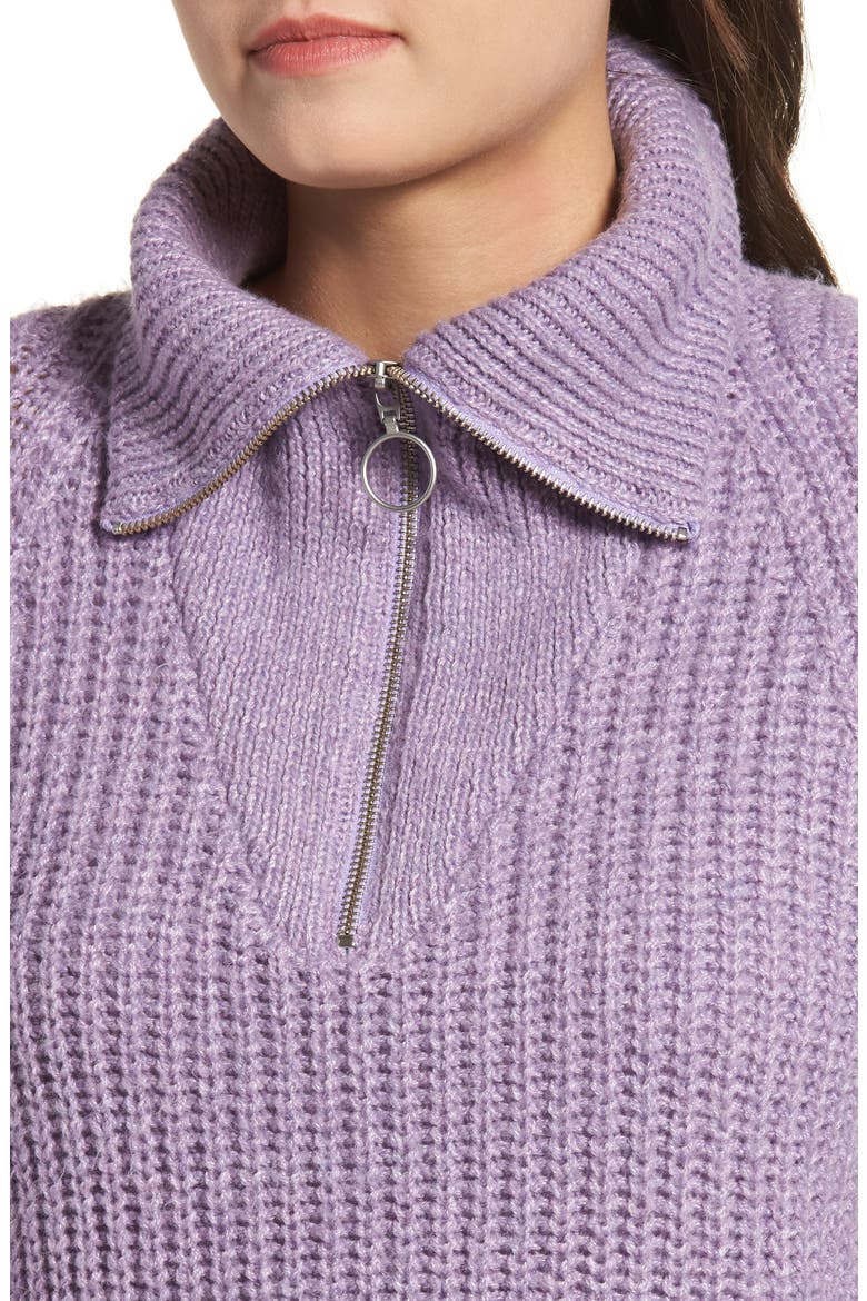 Quarter Zip Sweater, Alternate, color, PURPLE WAVE
