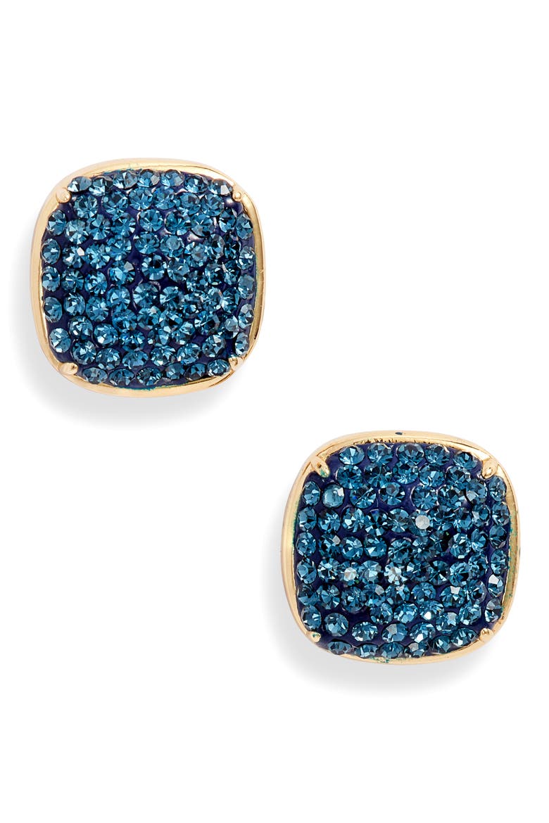 pavé small square stud earrings, Main, color, MONTANA