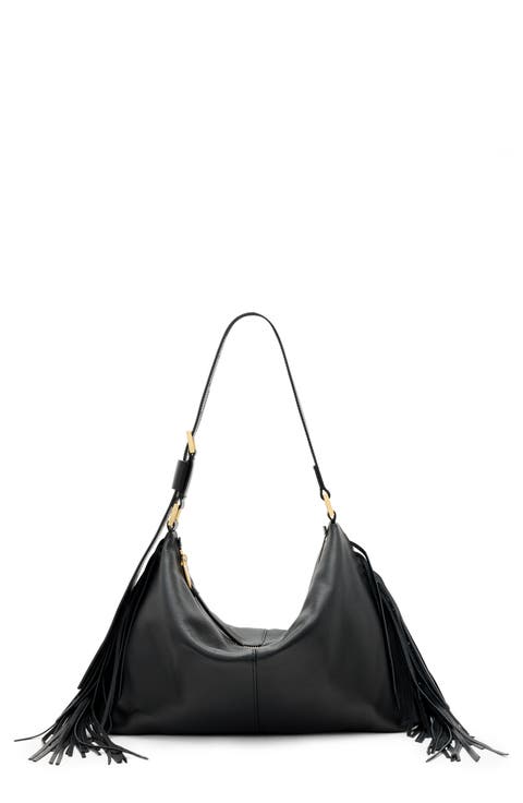 Edbury Fringe Leather Hobo Bag