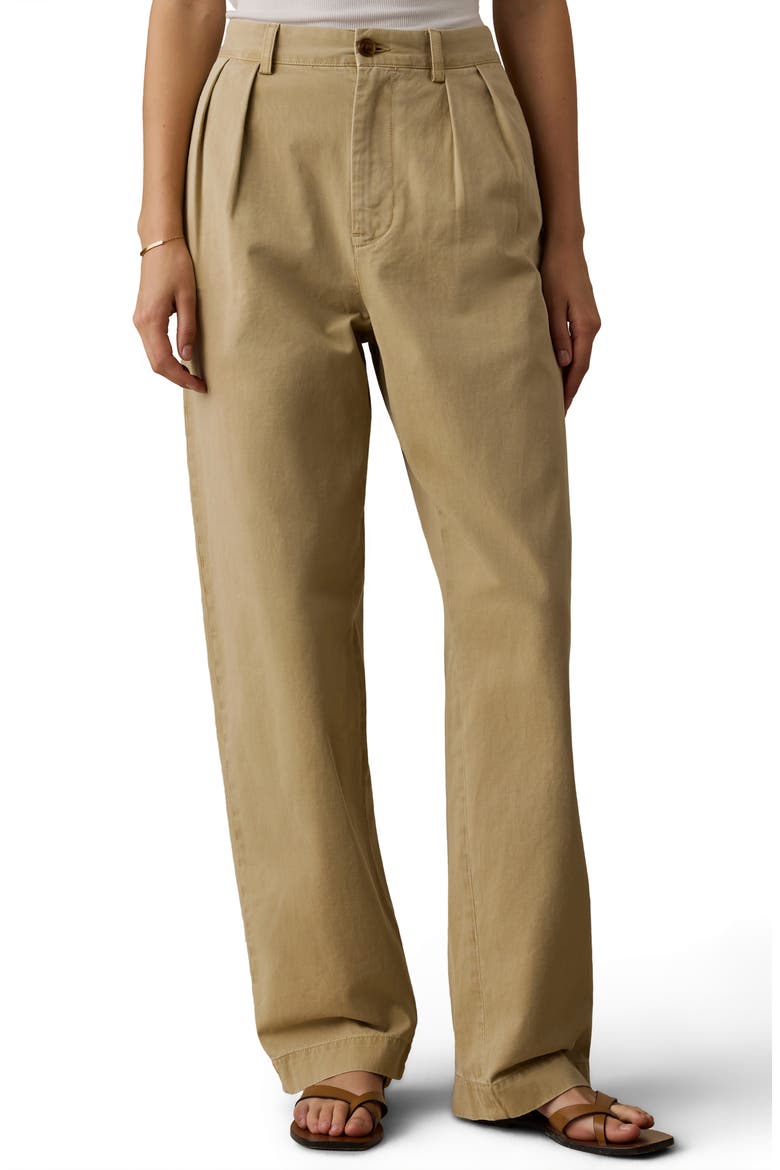 Seafarer Wide Leg Pleated Chino Pants, Main, color, KHAKI
