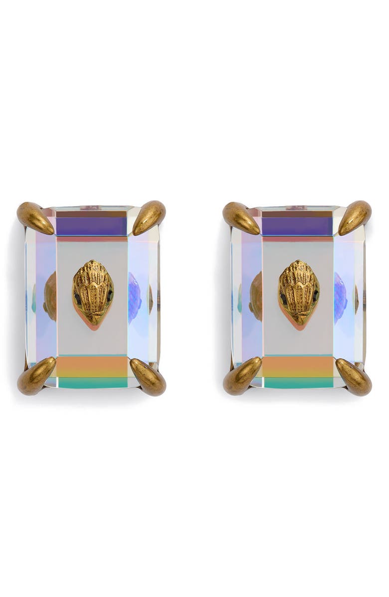 Kurt Geiger London Eagle's Head Emerald Cut Crystal Stud Earrings, Main, color, 