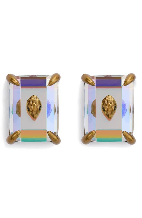 Eagle's Head Emerald Cut Crystal Stud Earrings